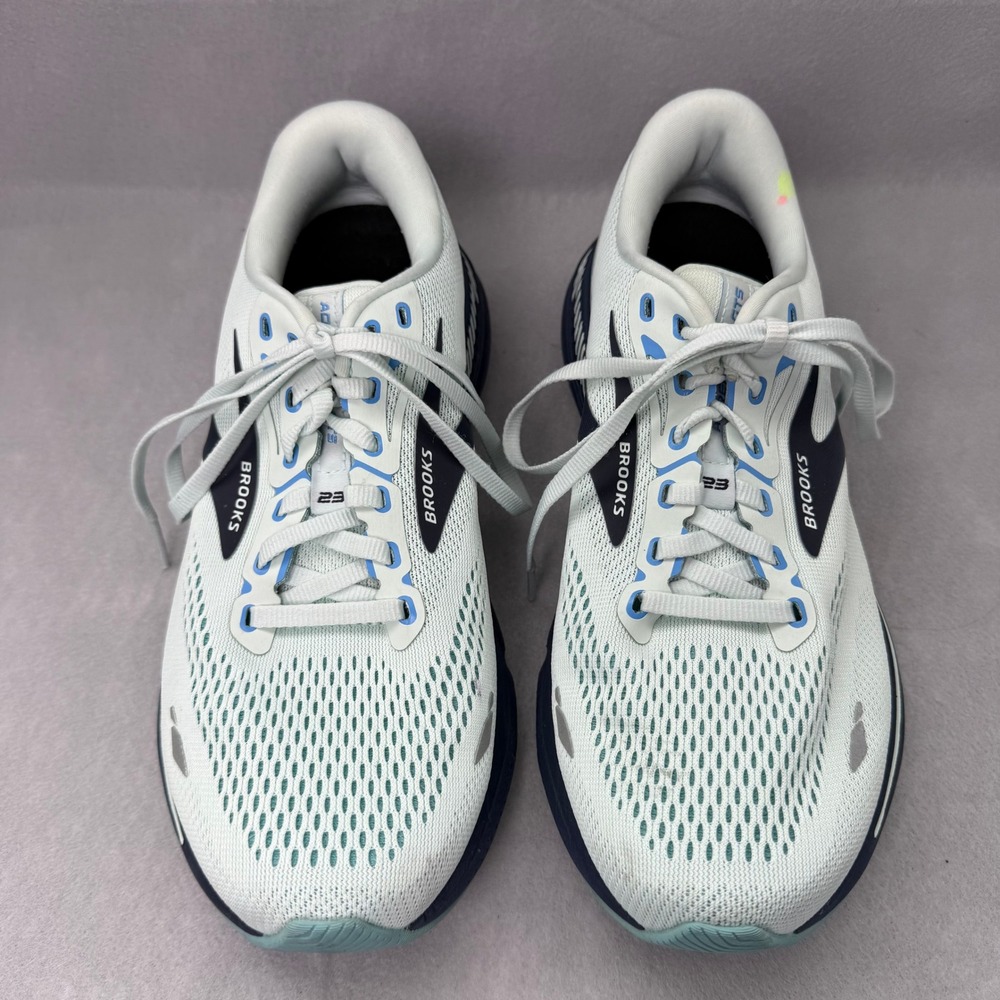 Brooks Adrenaline GTS 23 Womens 9.5 Wide D Mint Navy Running Shoes 1203811D471